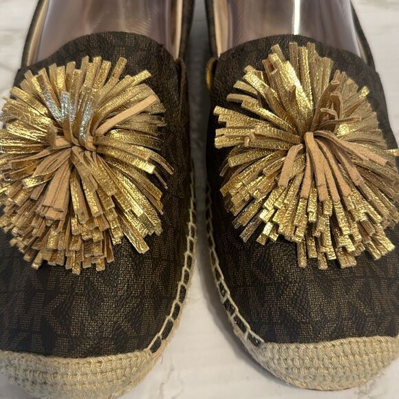 MICHAEL Michael Kors Lolita leather PomPom espadrille flats size 10 M - Picture 4 of 12